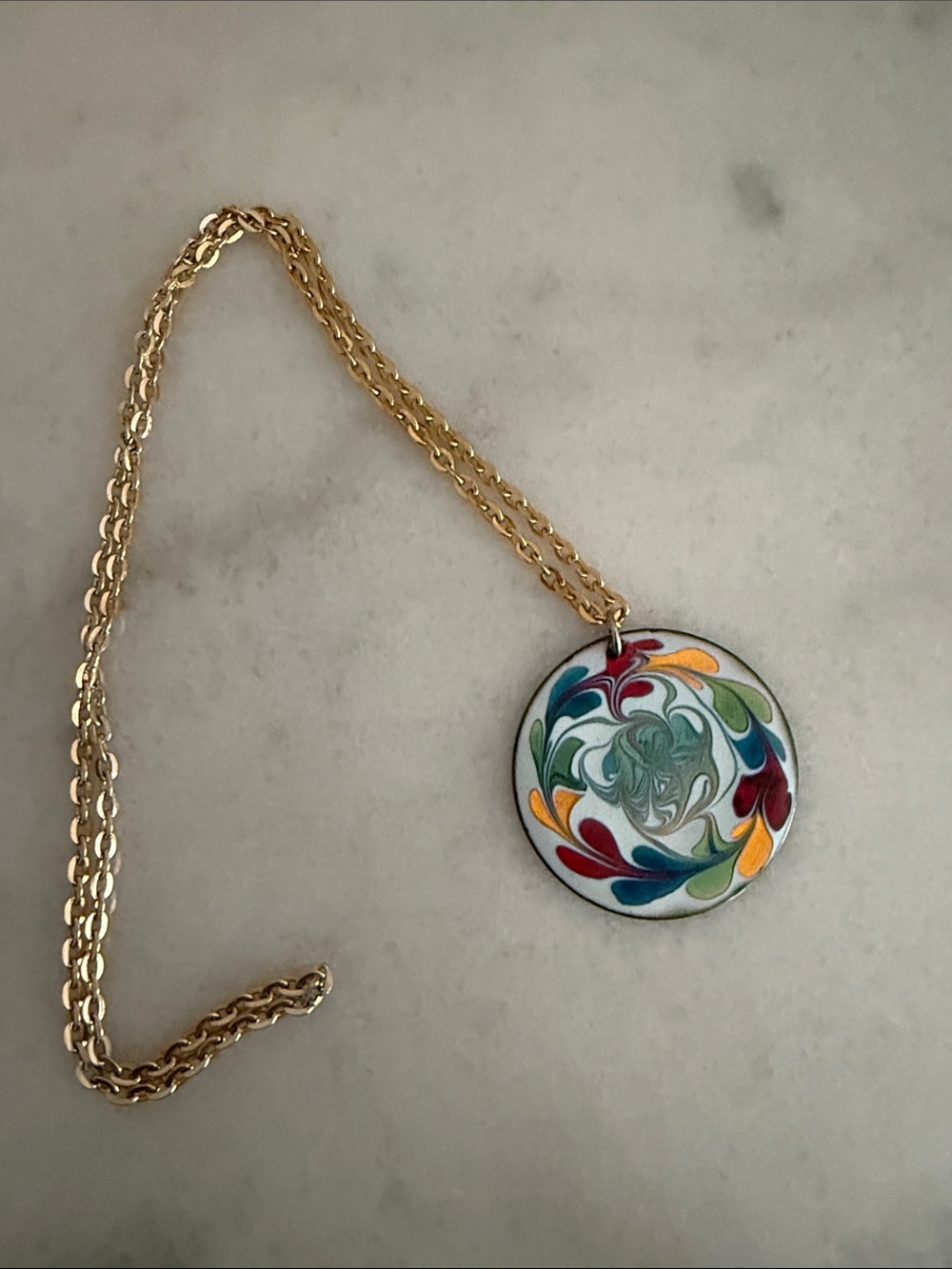 Enamel pendant necklace